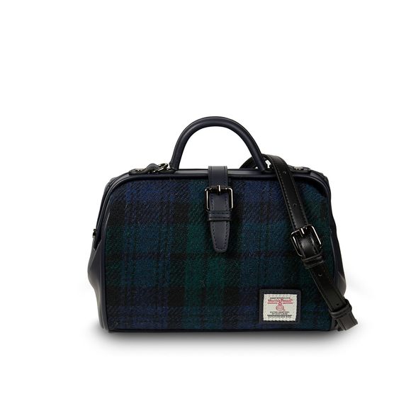 The Medium Doctor Bag, Harris Tweed & Vegan Leather Black Watch :< - Picture 1 of 6